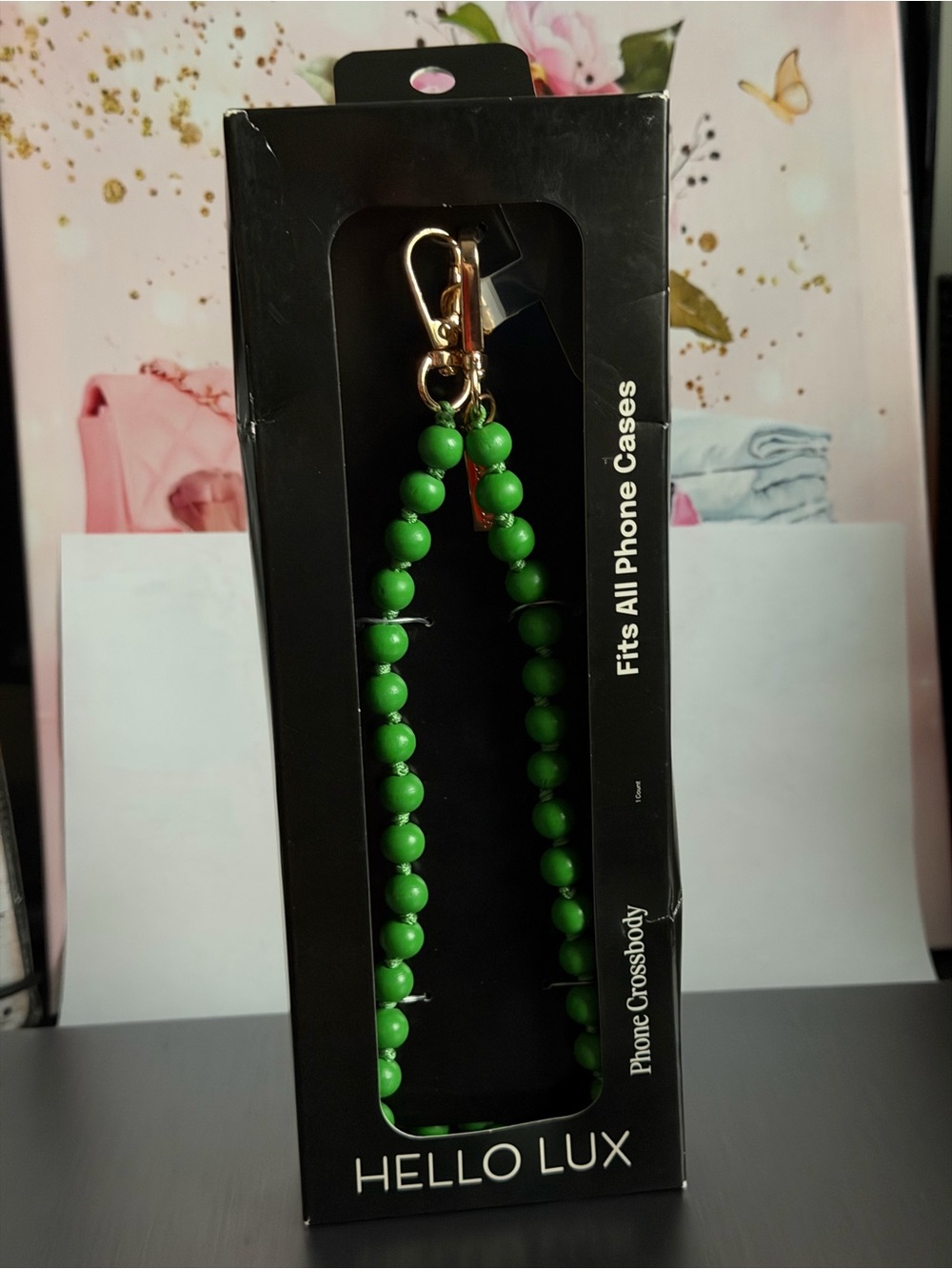Green Beaded Phone Crossbody Strap